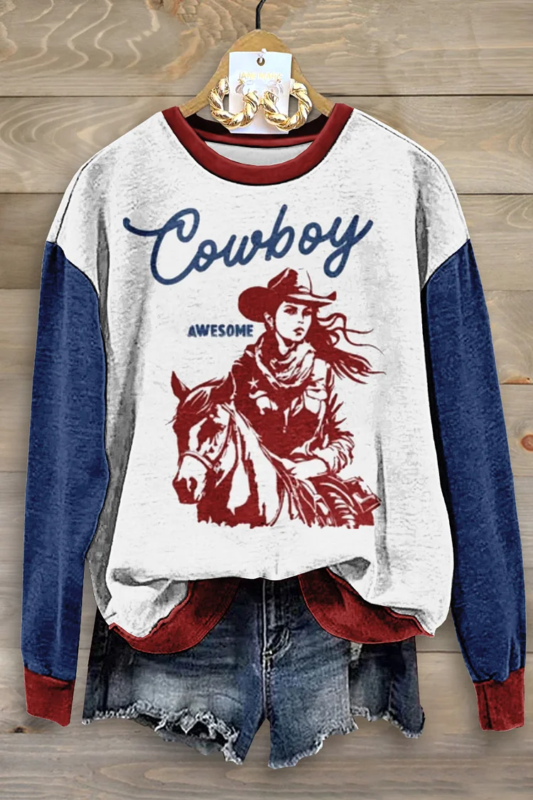 Cowboy Artwork Hooded Sweatshirt