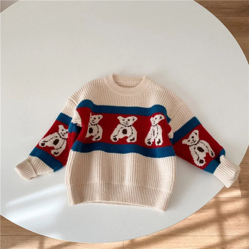 MILANCEL 2022 Spring New Kids Clothes Cartoon Boys Sweater Korean Bear Girl Knitted Sweater Fashion Children Outwear