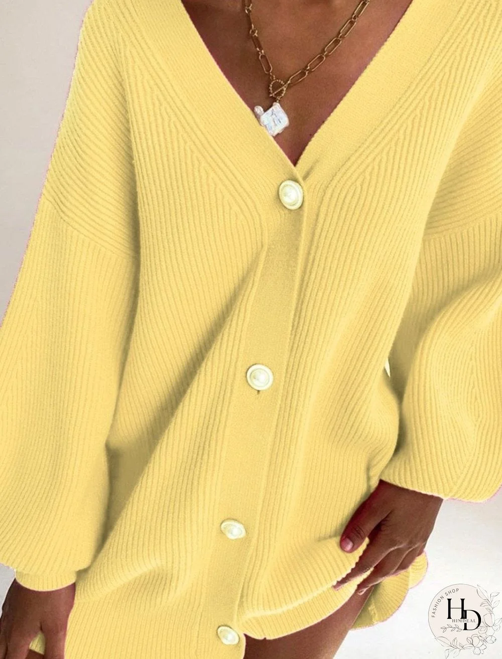 Casual Loose Solid Color Long-sleeved Button Sweater Cardigan