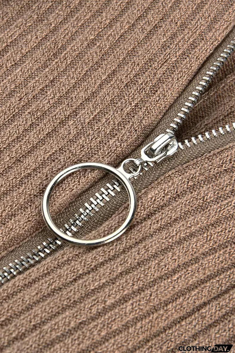 Khaki Casual Solid Split Joint Zipper Hooded Collar Plus Size Jumpsuits