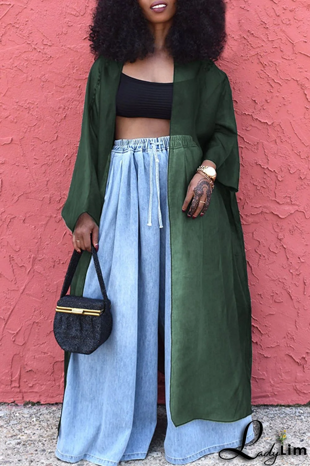 Black Casual Solid Patchwork Outerwear