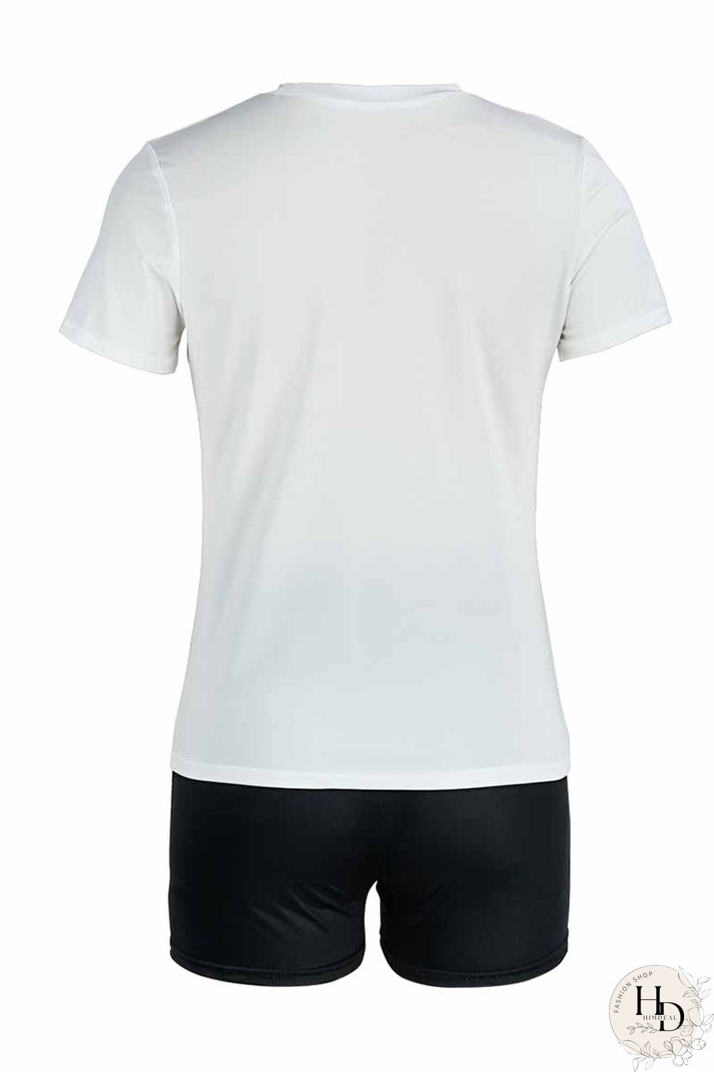 Colour Fashion Casual Print Basic O Neck Short Sleeve Two Pieces