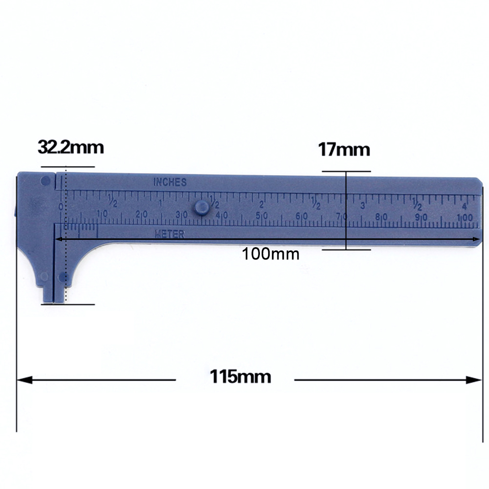 Plastic Vernier Caliper 0-100mm Double Scale Caliper Measuring Tool Ruler от Cesdeals WW