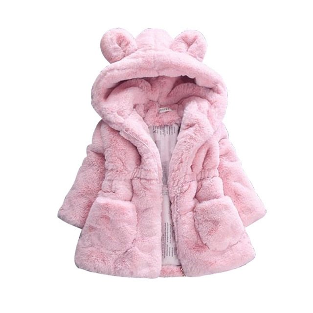 Winter Baby Girls Clothes Faux Fur Fleece Coat Pageant Warm Jacket Xmas Snowsuit 1-8Y Baby Hooded Jacket Outerwear