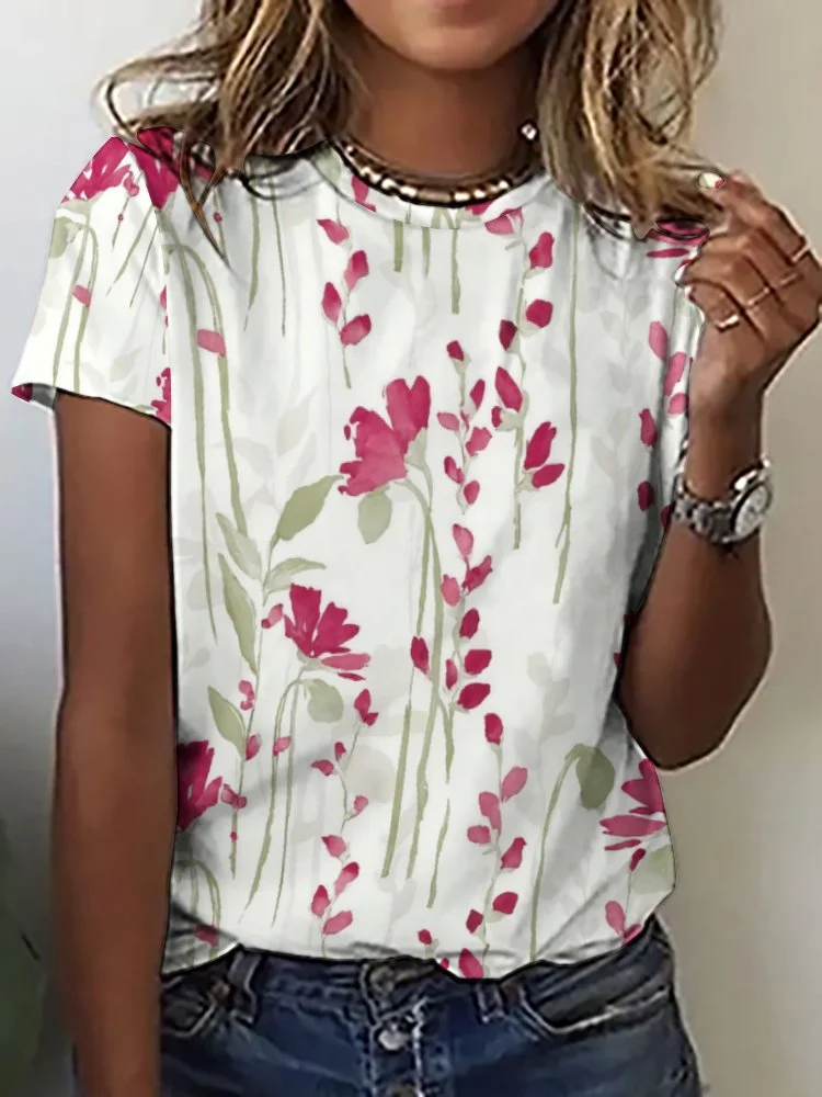Style & Comfort for Mature Women Printed Short Sleeve Casual T-shirt for  Women and Men Unisex Pattern Floral, Red, Green, Striped