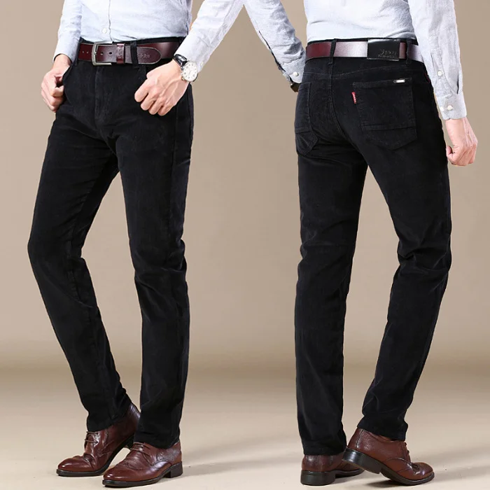 Men's Corduroy Pants Straight Slim Stretch Business Men's Casual Long Pants