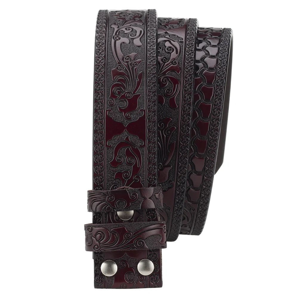 Western Tooled Leather Belt No Buckle