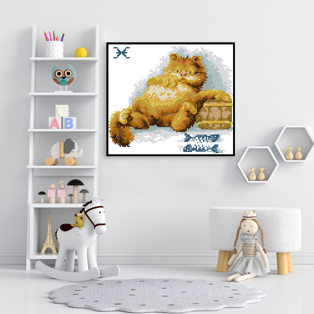 

Fat Cat - 14CT Stamped Cross Stitch - 21*25CM, 01, 501 Original