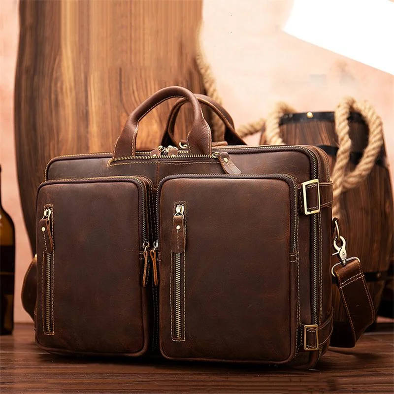 Multi-Functional Spacious Interior Comfortable Grab Detachable Sling Strap Genuine Leather Bag