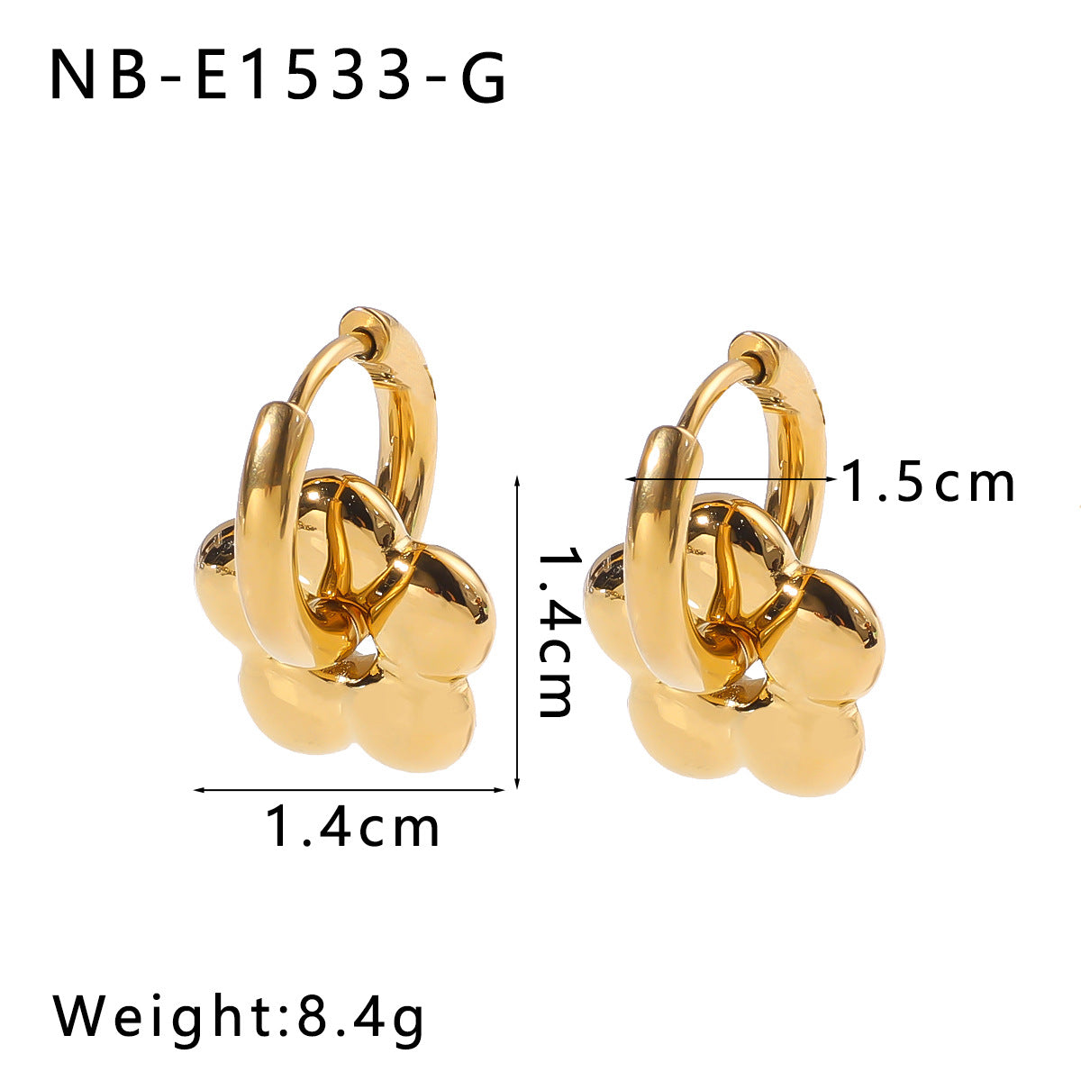 Stainless Steel Earrings For Women Love Heart Flower Crescent Geometric Pendant Earrings Titanium Steel Gold Steel Color Matching Earrings