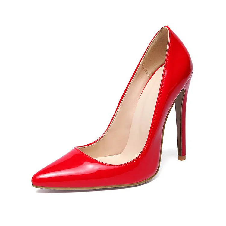 Red Patent Leather Stiletto Heels Office Pointy Toe Pumps Vdcoo