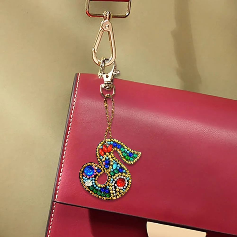 DIY Key Chain Diamond Painting Letters Women Girl Bag Keyring Pendant Gift