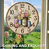 2D DIY Acrylic Vintage Vase Diamond Art Painting Clock Pendant w/ Clock Function