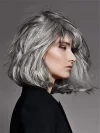 Salt and Pepper Hair Medium Bob Silver Grey Straight Wigs