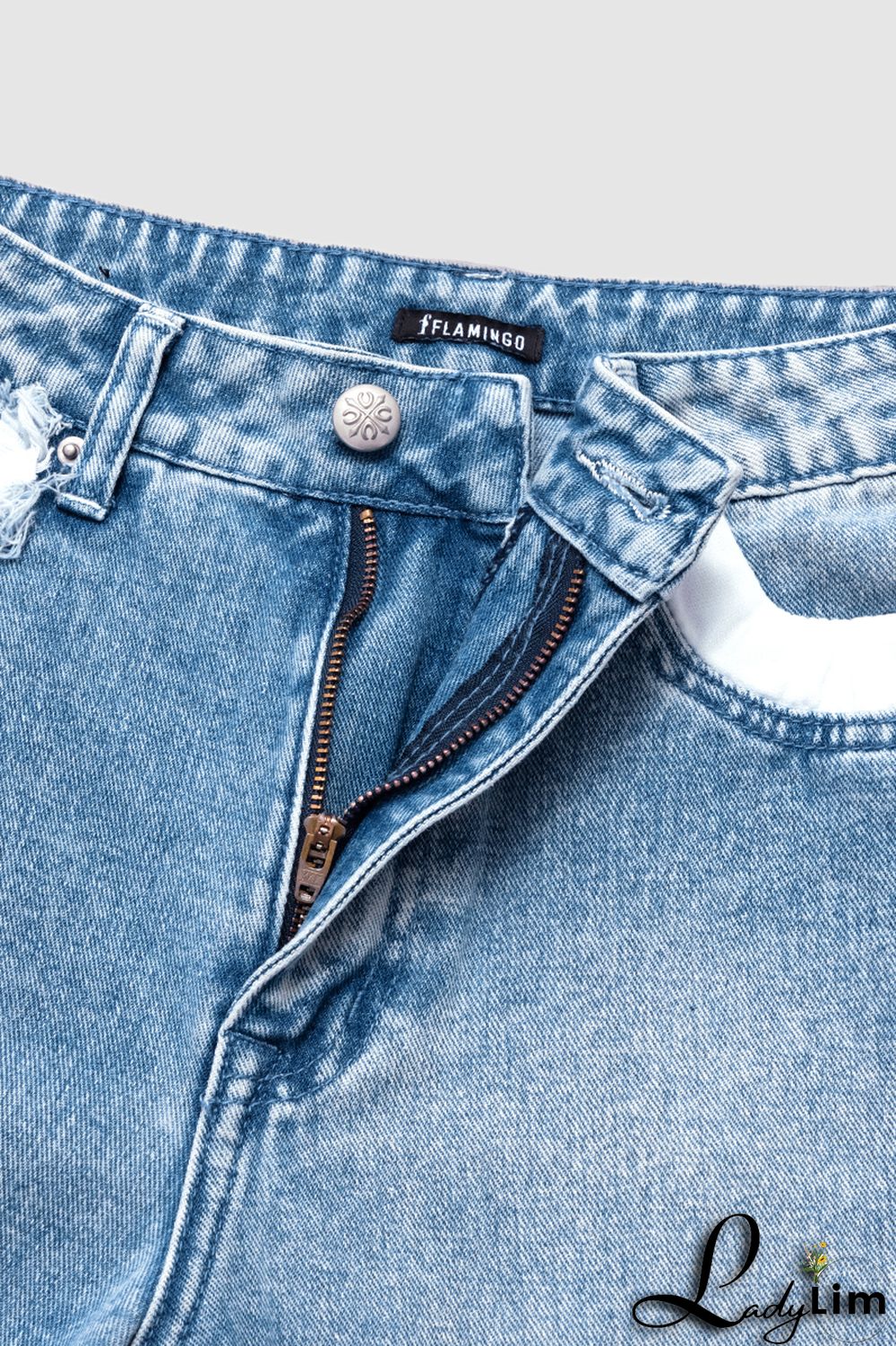 Ripped Low Waist Slant Pocket Straight Leg Jeans