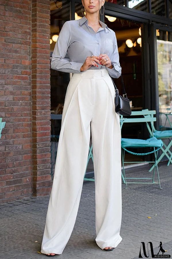 MidiSono - Palazzo Style High Waist Wide Leg Pants