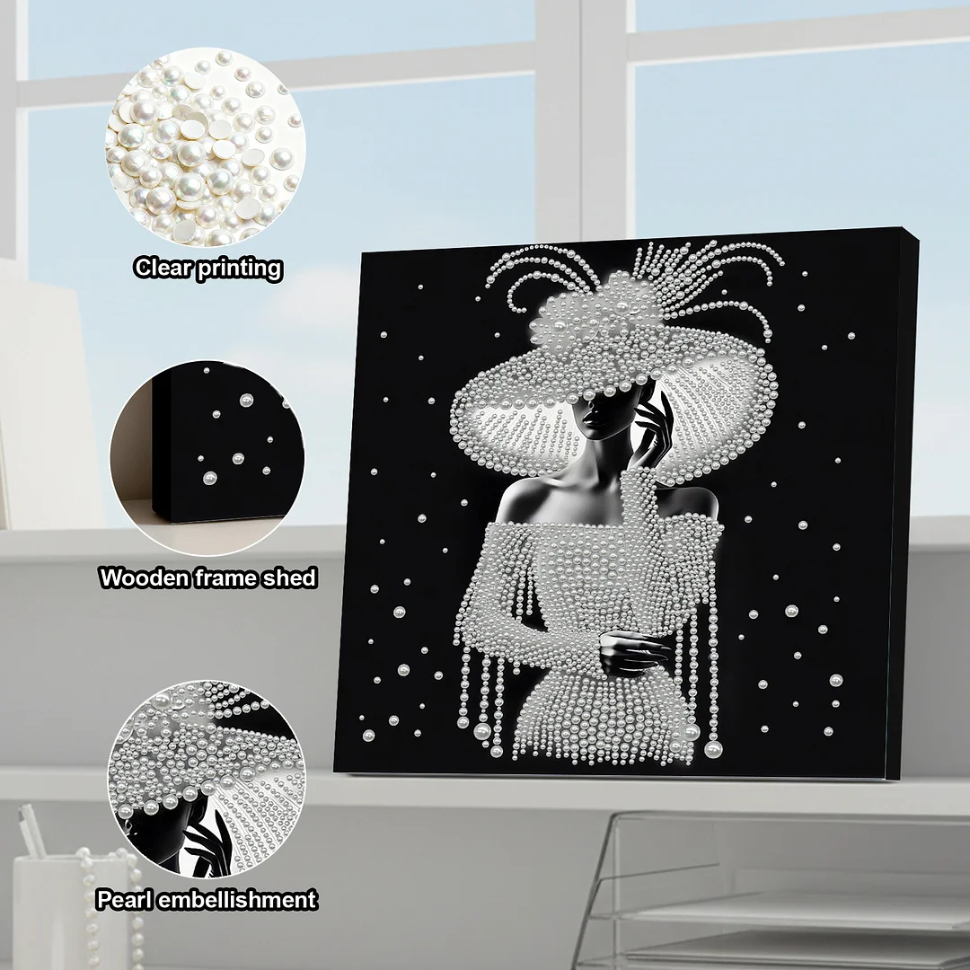 Elegant Lady - DIY Pearl Diamond Art Kit With Frame 30*30cm