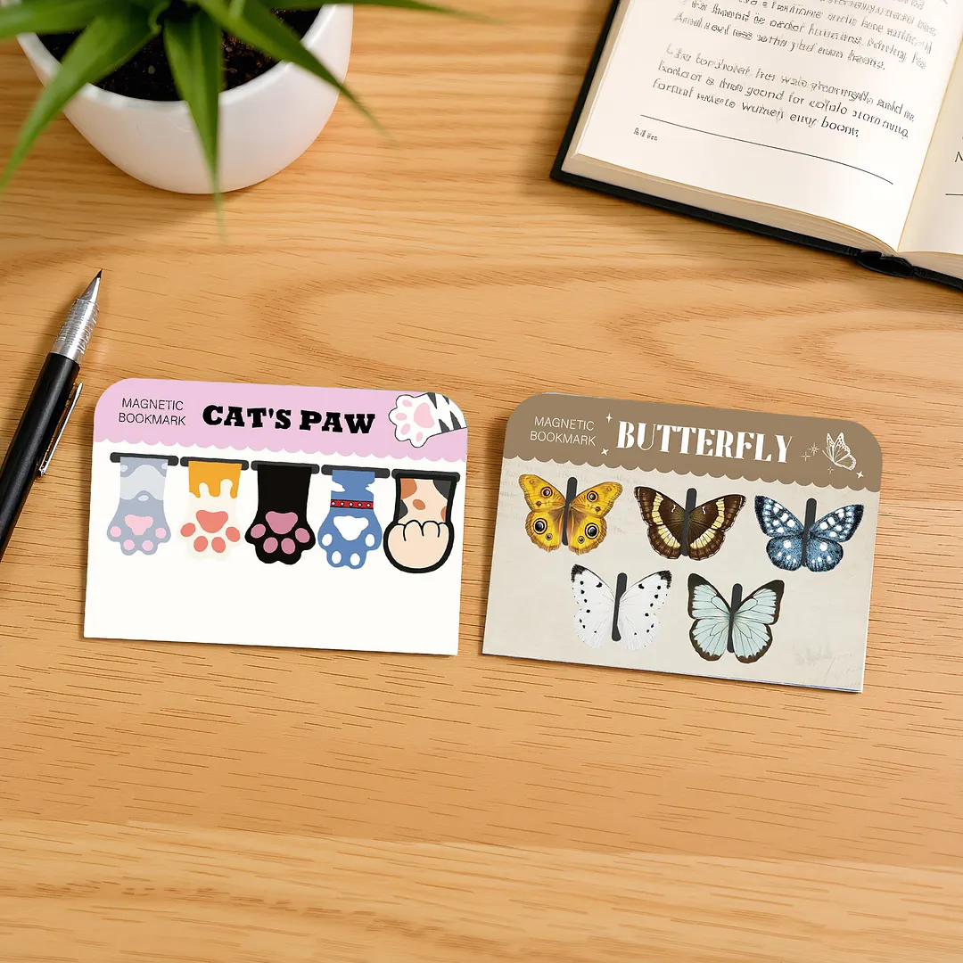 20Pcs Retro Trendy Theme Magnetic Bookmarks Lightweight Page Markers Waterproof Scratch-Resistant for Women Men Book Lovers Reading Office Supplies