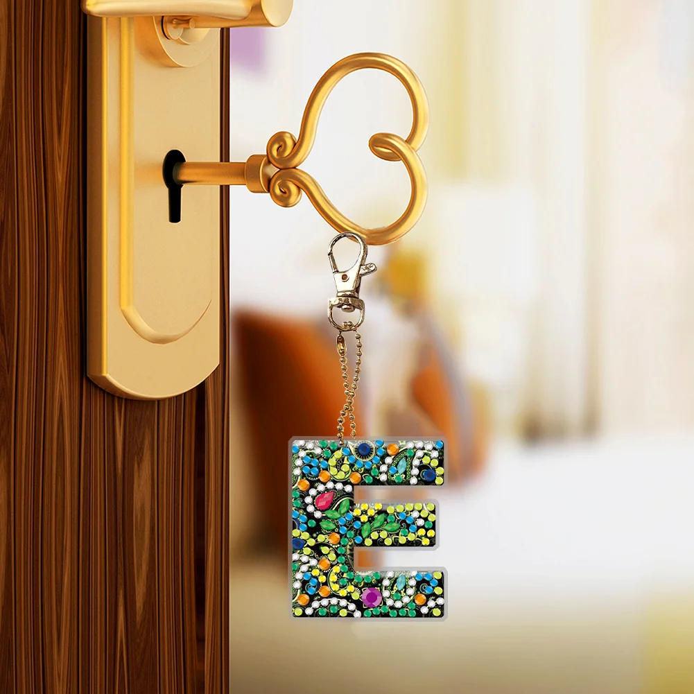DIY Diamond Art Keychains Handmade Point Drill Key Ring Letters Lady Bag Pendant