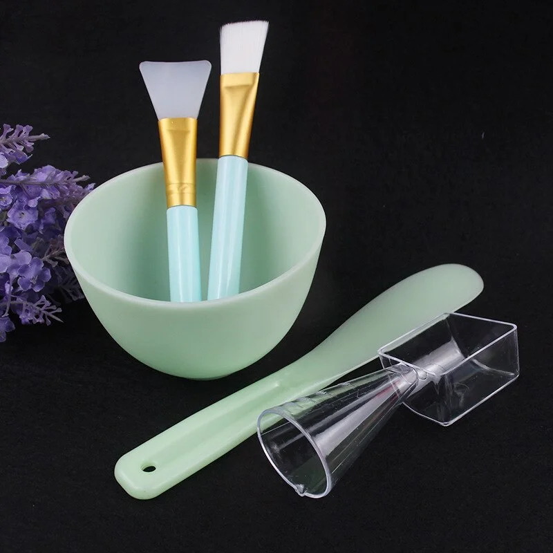 1set Portable DIY Mask Tools Non-toxic Silicone Bowl Brush Mud Stick Cup Spoon Kit Multi-functional Face Makeup Tools Durable