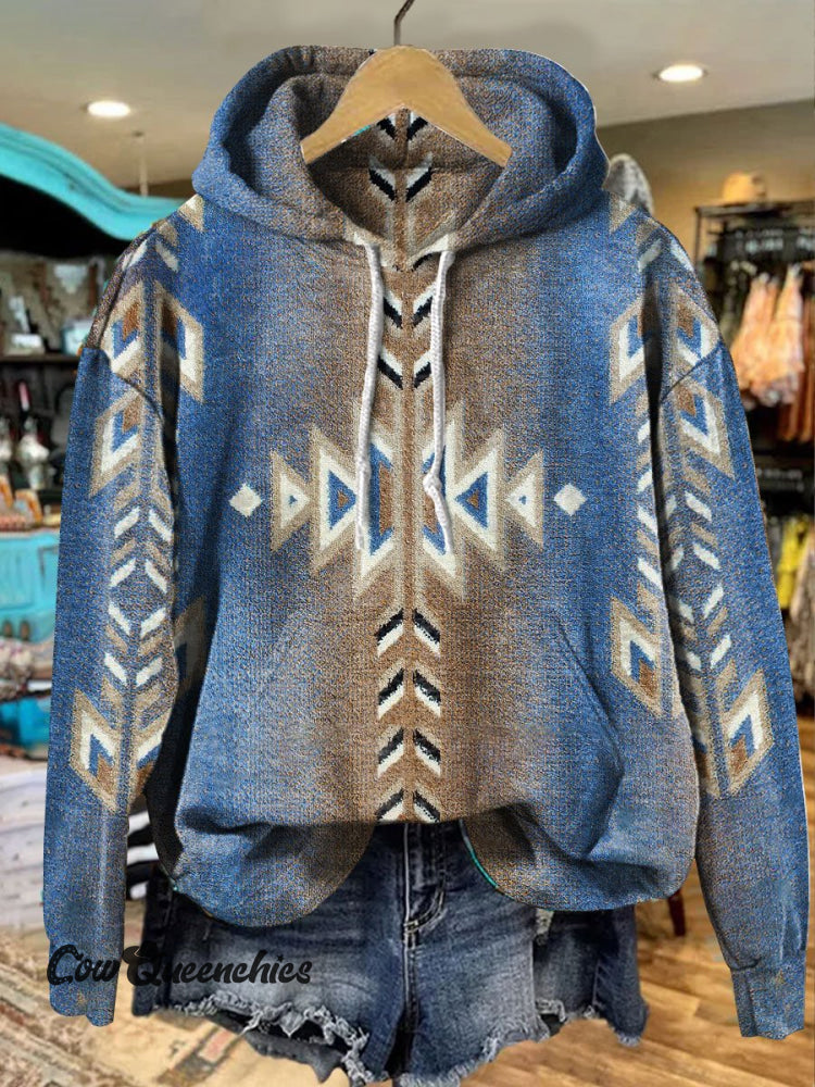 Western Vintage Casual Hoodie Sweatshirt Multicolor / S