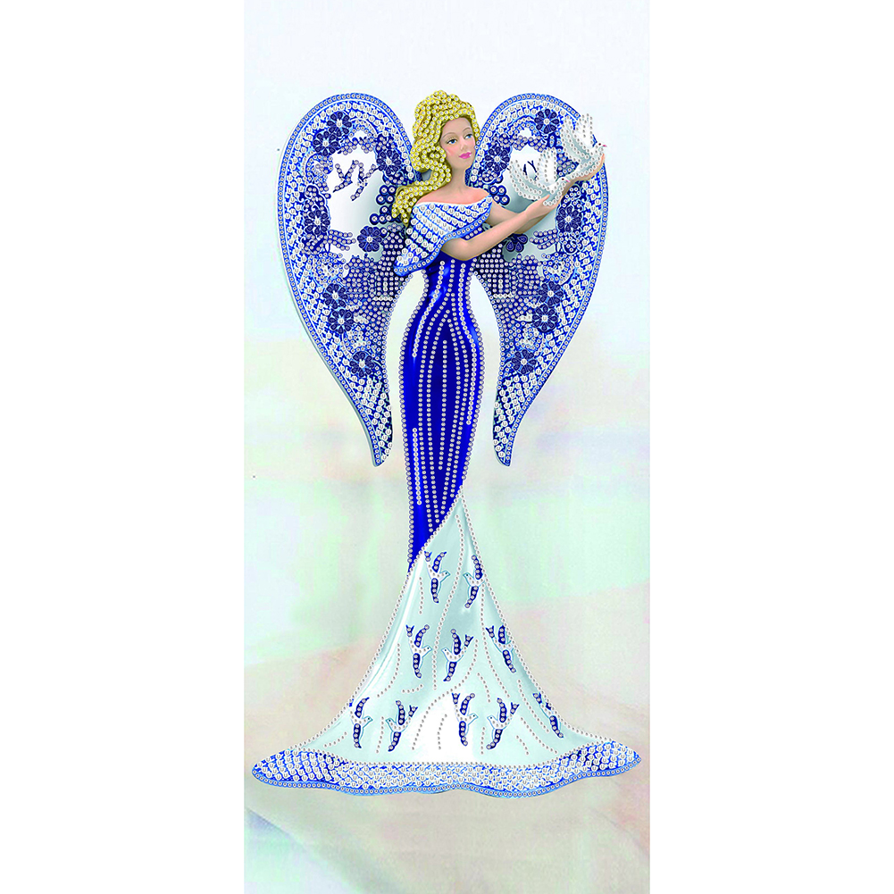 

30*60CM - Special Shaped Diamond Painting - Blue Dress Lady (Big Size), 501 Original