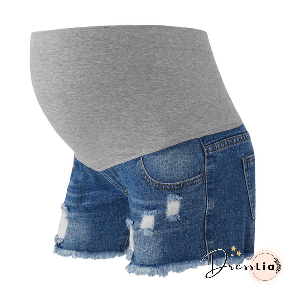 Summer Maternity Pants For Pregnant Women Clothes Denim Abdominal Elastic Waist Pregnancy Shorts