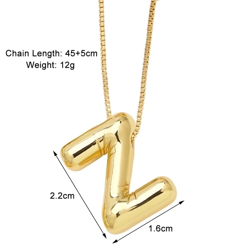 Minimalist Letter Copper Plating 18k Gold Plated Necklace Pendant