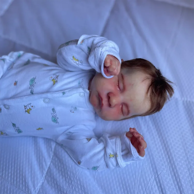  20'' Reborn Baby Doll Realistic Sleeping Girl Kazion with Brown Hair - Reborndollsshop®-Reborndollsshop®