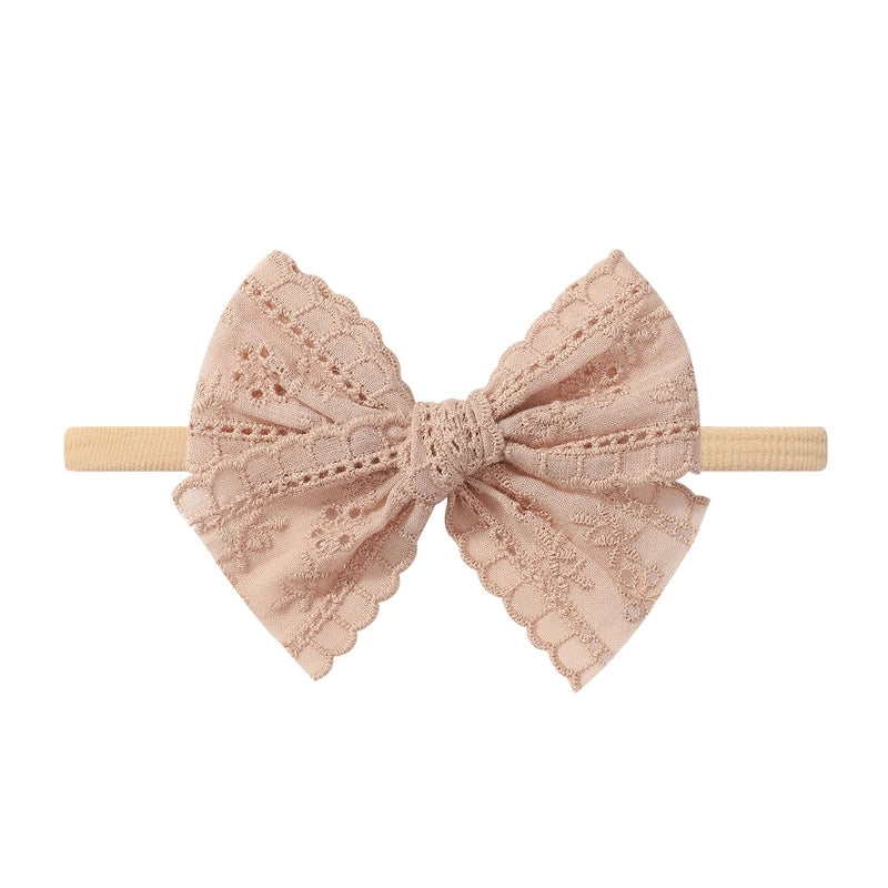 Baby Lace Hollow Soft Elasticity Traceless Hair Band Baby Bow Headband Princess Hair Accessories 3674