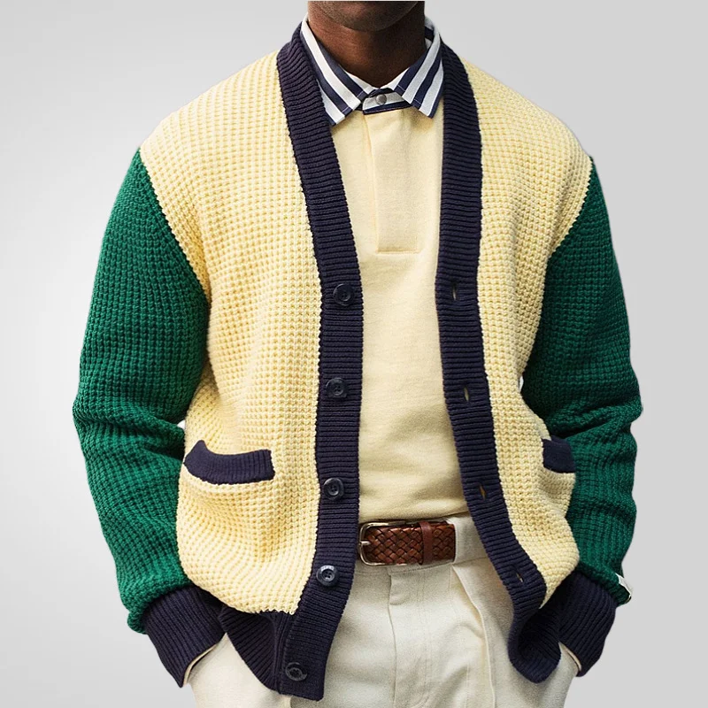 Uveng Uveng And Winter Young Men's Knitted Shirt Hot Hit-Colored Cardigan Sweater Coarse Knit Coat SY0193