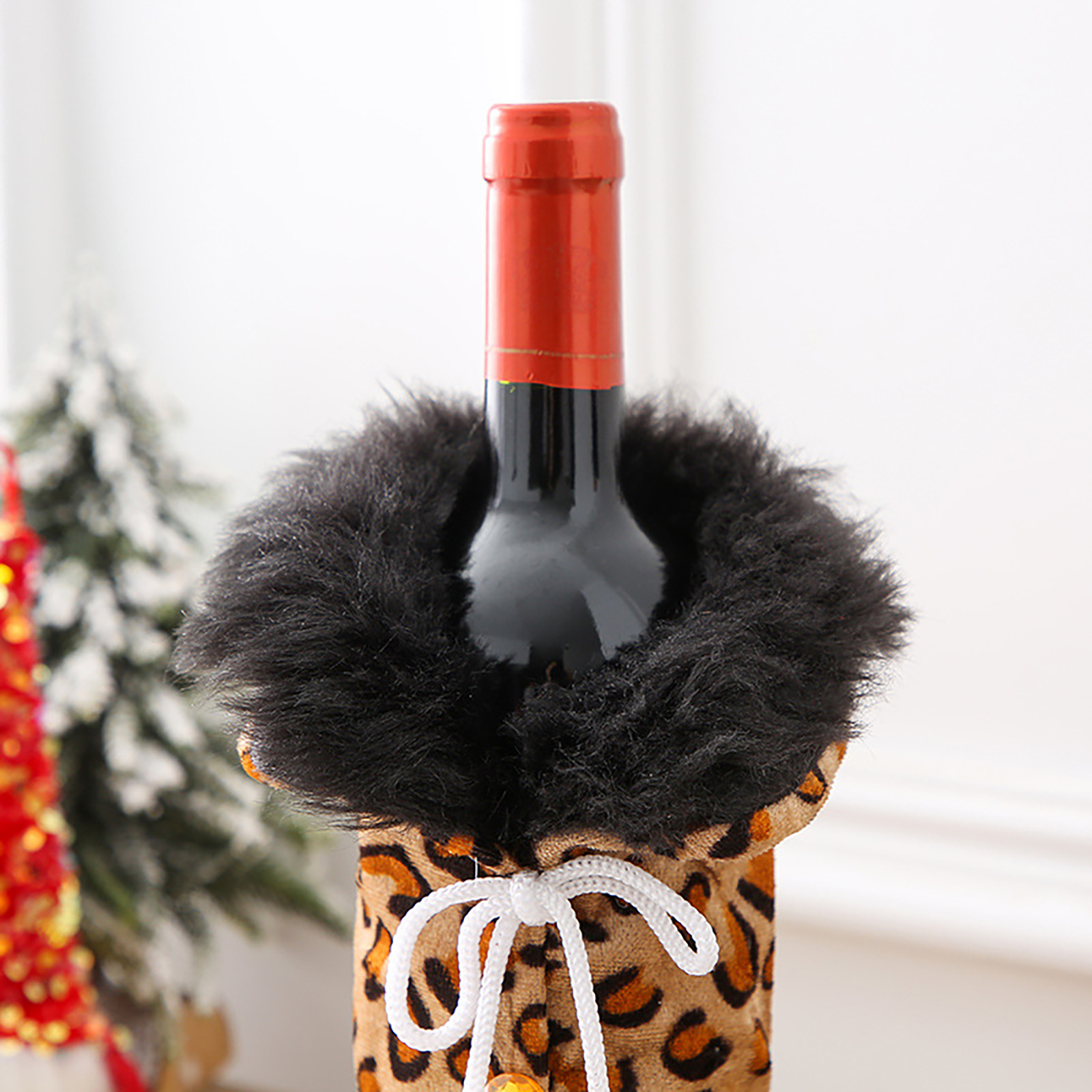 

Christmas ball fur collar wine bottle cover tabletop dining table leopard p, 501 Original