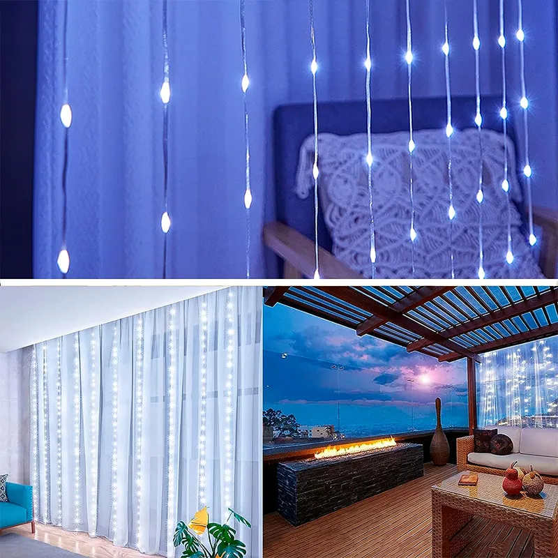 Tegooe USB LED Curtain String Lights - 8 Mode Fairy Lights for Holiday Decor