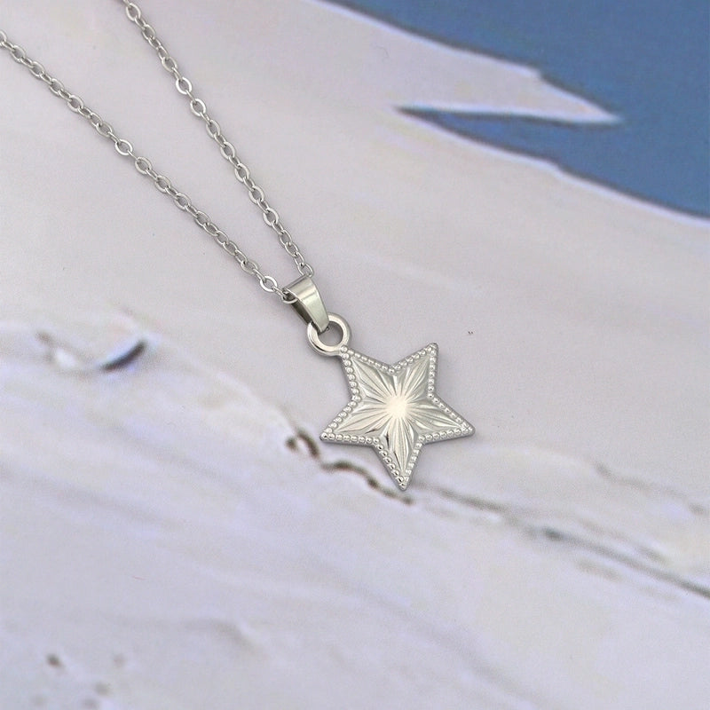 Elegant Pentagram 304 Stainless Steel 18K Gold Plated Plating Earrings Necklace Jewelry Set