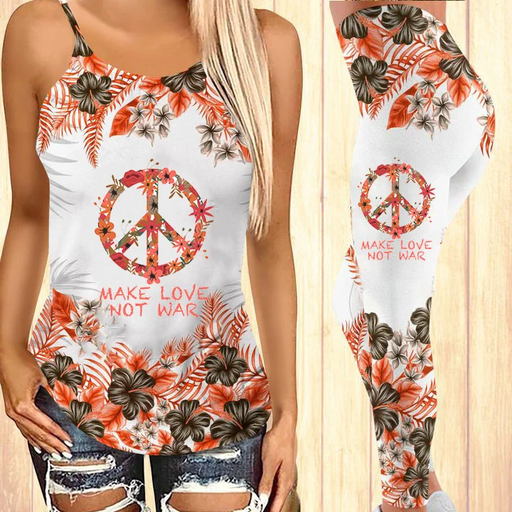 Plant and flower anti-war printed yoga suit