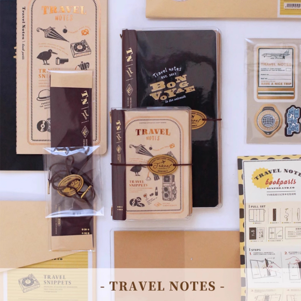 Fromthenon Lambskin Leather Traveler's Notebook Transparent Cover DIY Kit Travel Journal Planner Set Stationery Supplies