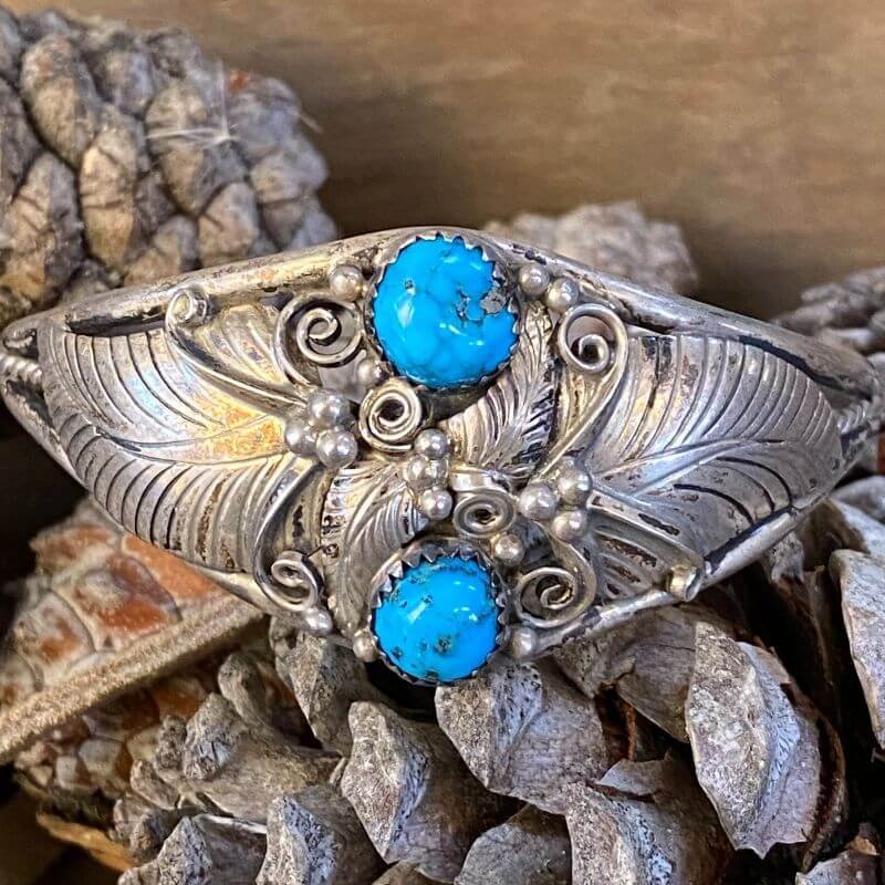 Navajo Turquoise and Sterling Silver Appliqué Bracelet