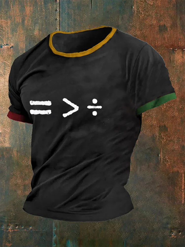 Men's Black History Equality Is Geater Than Division Print T-Shirt 