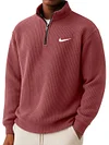 Men's Loose Casual Waffle Stand Collar Half Zip Sweatshirt