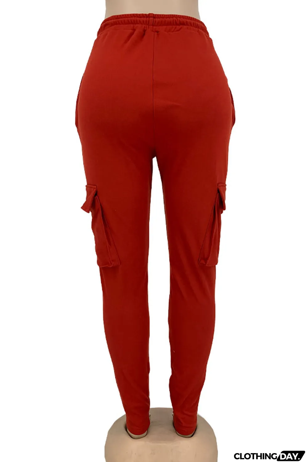 Yellow Street Solid Split Joint Pocket Straight High Waist Straight Patchwork Bottoms