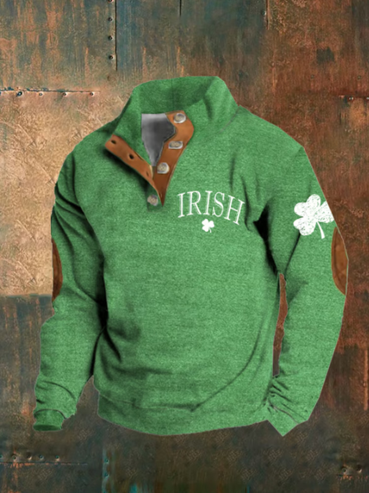Comstylish Men's St. Patrick's Day Lucky Shamrock Print Sweatshirt