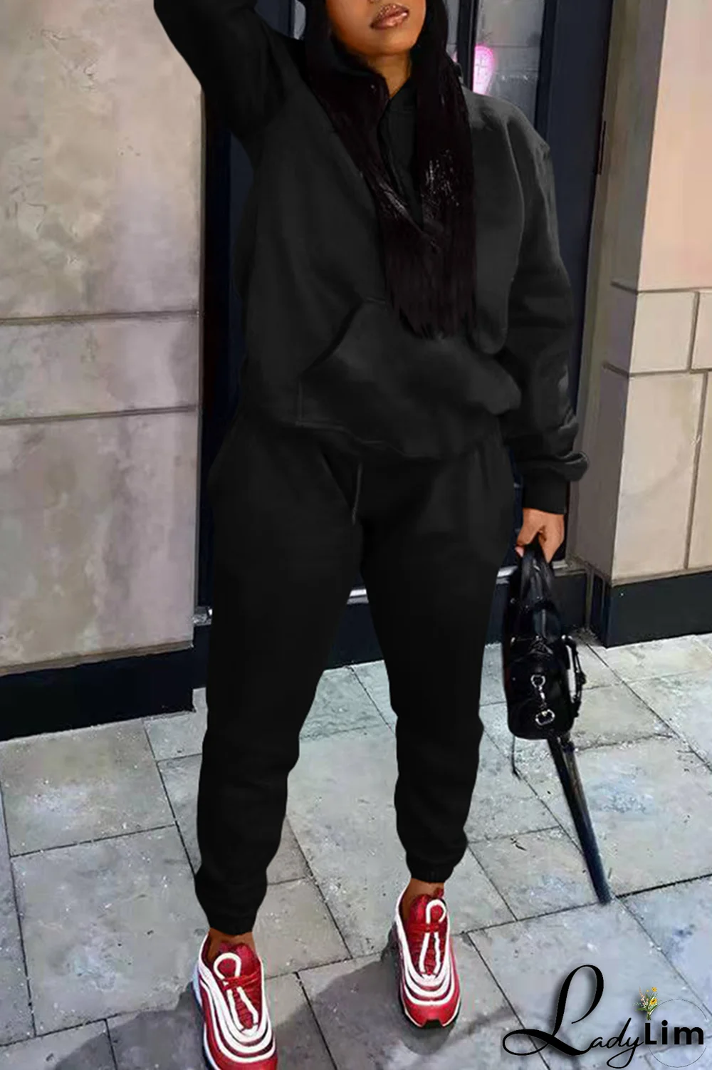 Blue Casual Solid Split Joint Hooded Collar Long Sleeve Two Pieces