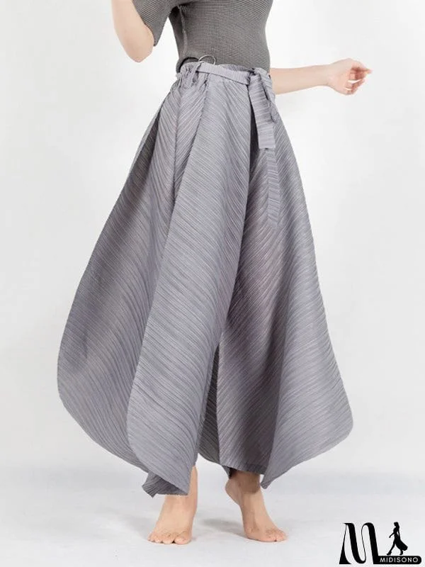 Simple Wide Leg Loose Pleated Solid Color Casual Pants Bottoms