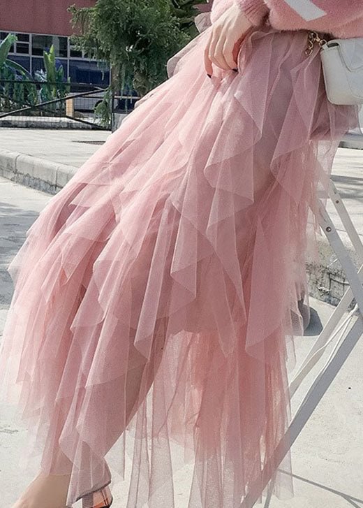 fashion Pink tulle pleated skirt Spring CK1565- Fabulory
