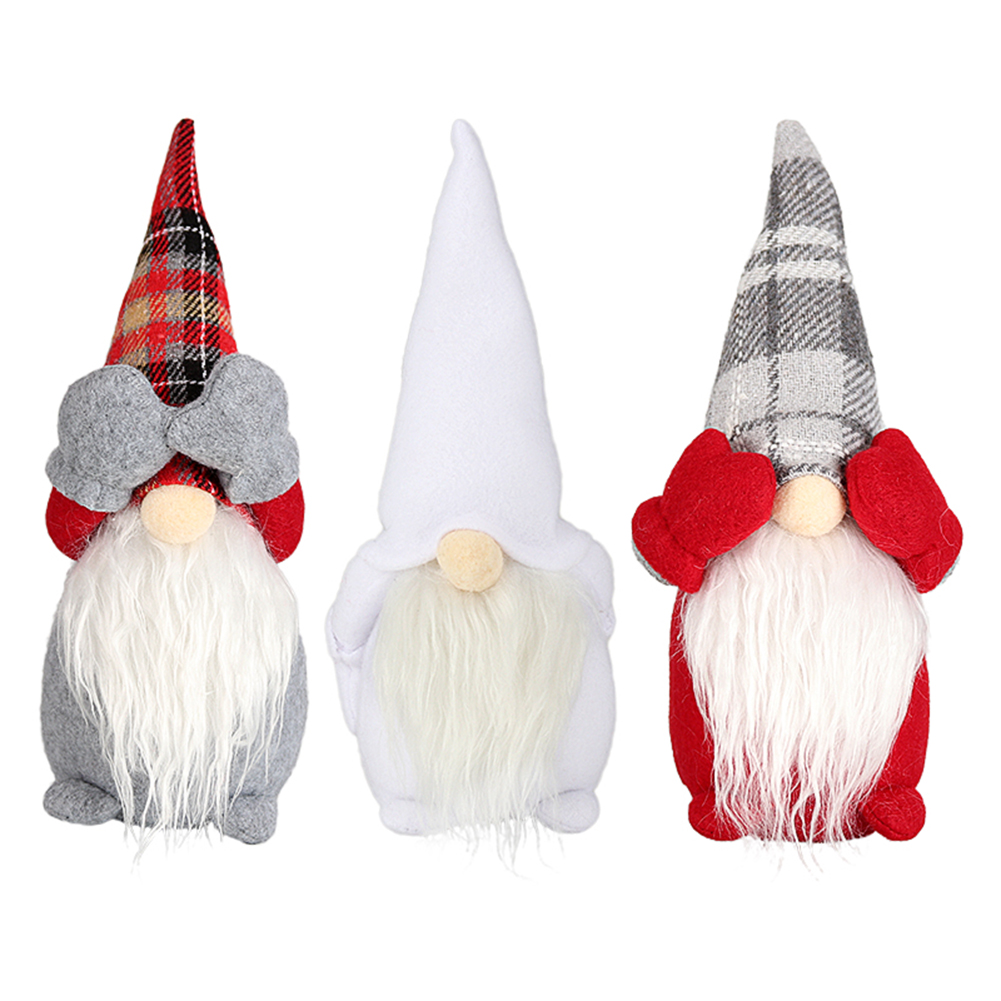 

Cute Christmas Faceless Dolls Short-legged Plaid Forest Old Man Ornaments, White, 501 Original