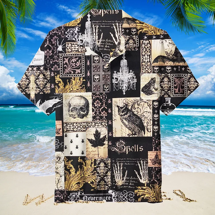 Skeletons And Owls|Unisex Hawaiian Shirt