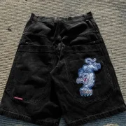 Ejiekang Harajuku basketball street clothing streetwear american Y2k pattern printed men shorts skateboard denim shorts Baggy pants