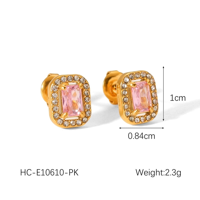 1 Pair Elegant Geometric 304 Stainless Steel Titanium Steel 18K Gold Plated Ear Studs