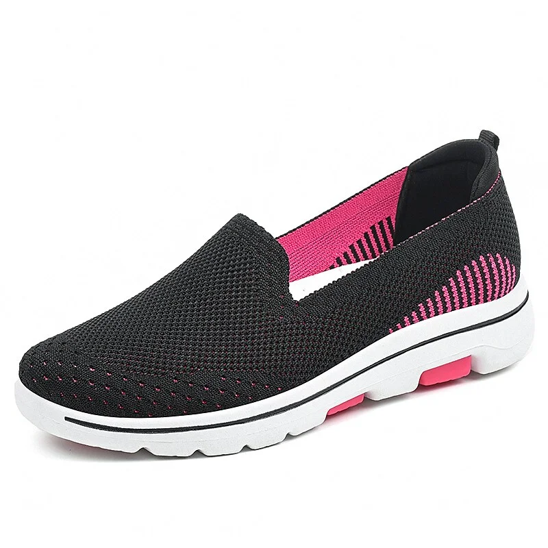 Women's Sneakers Slip-Ons Comfort Shoes Flyknit Shoes Platform Sneakers Outdoor Daily Flat Heel Round Toe Casual Minimalism Tissage Volant Loafer Solid Color Black Pink Grey