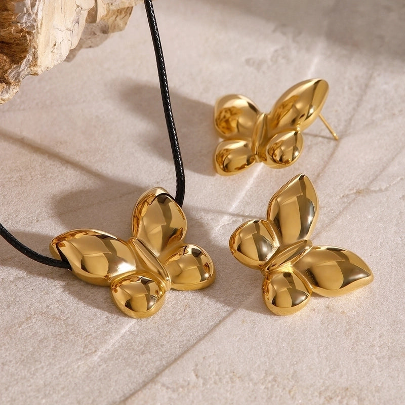 Minimalist Classic Style Butterfly 304 Stainless Steel Jewelry Set
